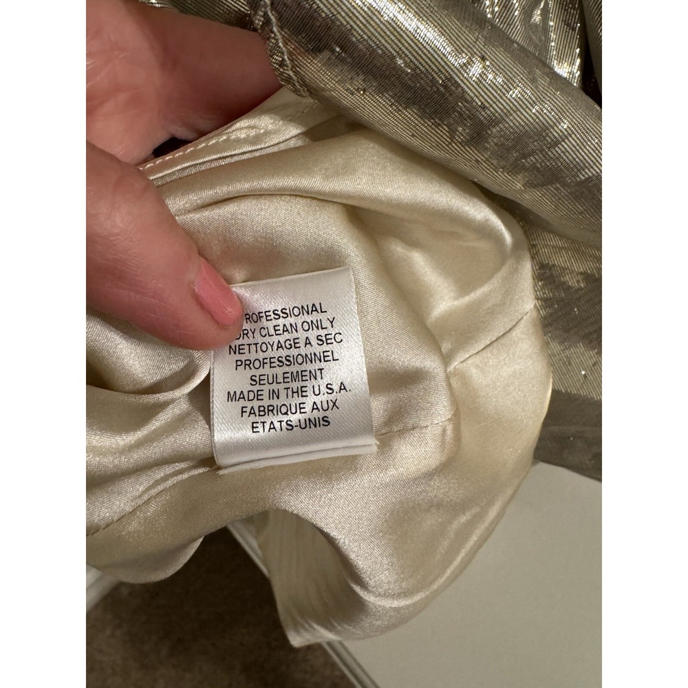 Alice + Olivia Silver Lame Belted Cutaway Mini Silk USA Dress Cocktail NYE S 6 8 - Picture 10 of 10